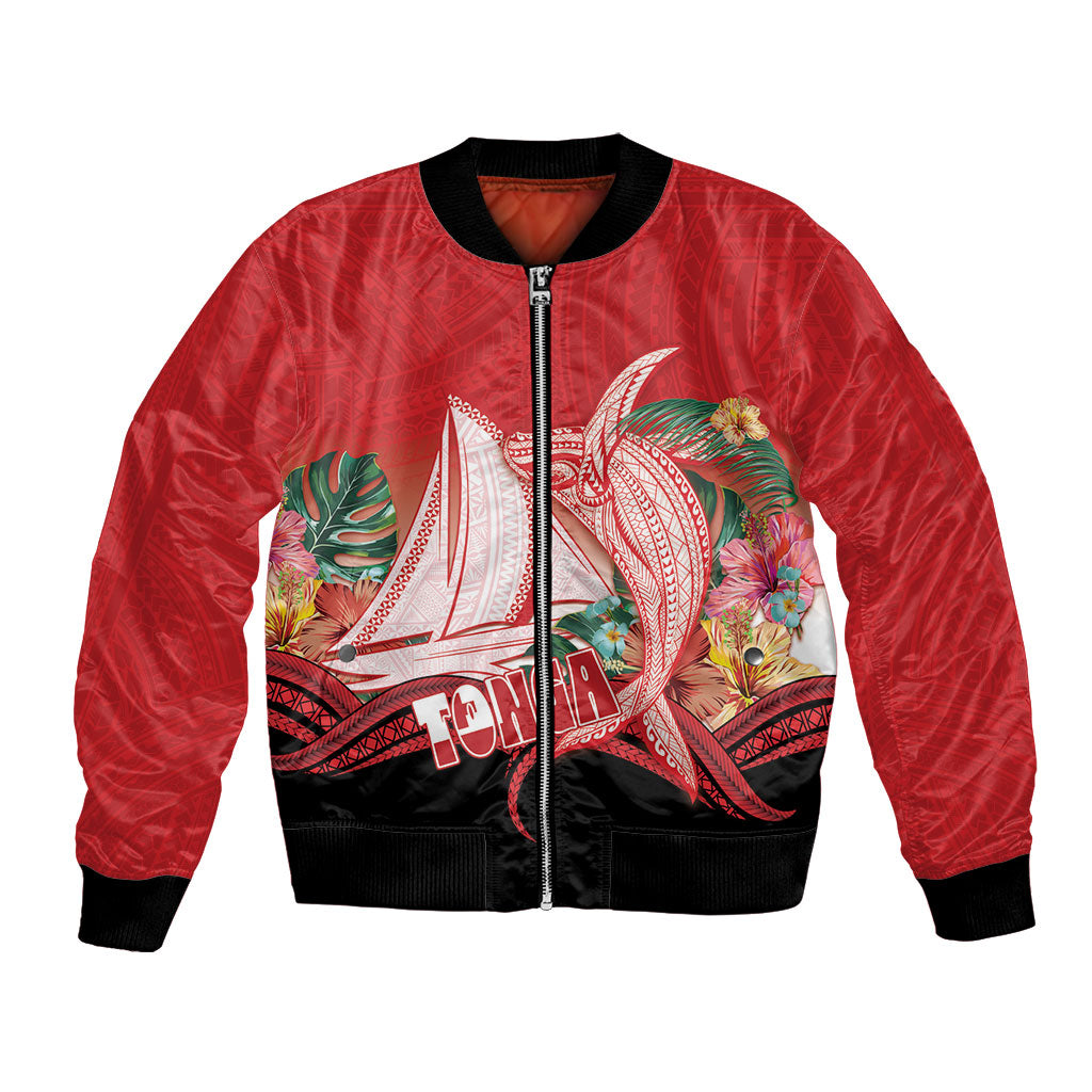 Vavau Sailing Festival Tonga Personalised Bomber Jacket Humpback Whale Sailboat Tropical Vibes