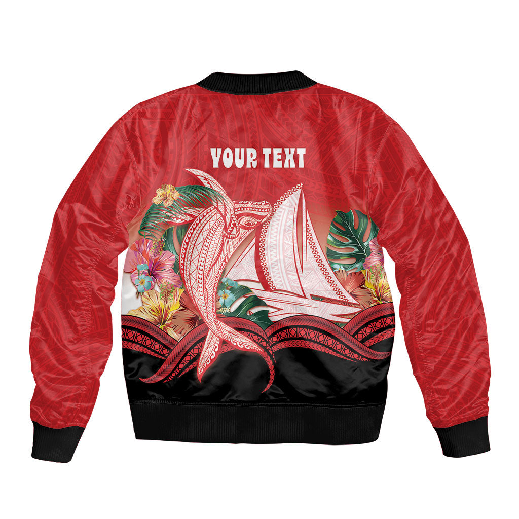 Vavau Sailing Festival Tonga Personalised Bomber Jacket Humpback Whale Sailboat Tropical Vibes