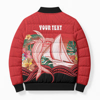 Vavau Sailing Festival Tonga Personalised Bomber Puffer Jacket Humpback Whale Sailboat Tropical Vibes