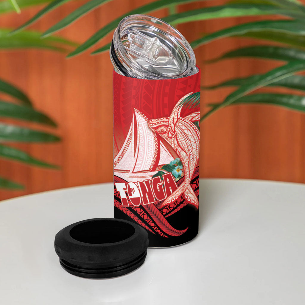 Vavau Sailing Festival Tonga Personalised 4 in 1 Can Cooler Tumbler Humpback Whale Sailboat Tropical Vibes