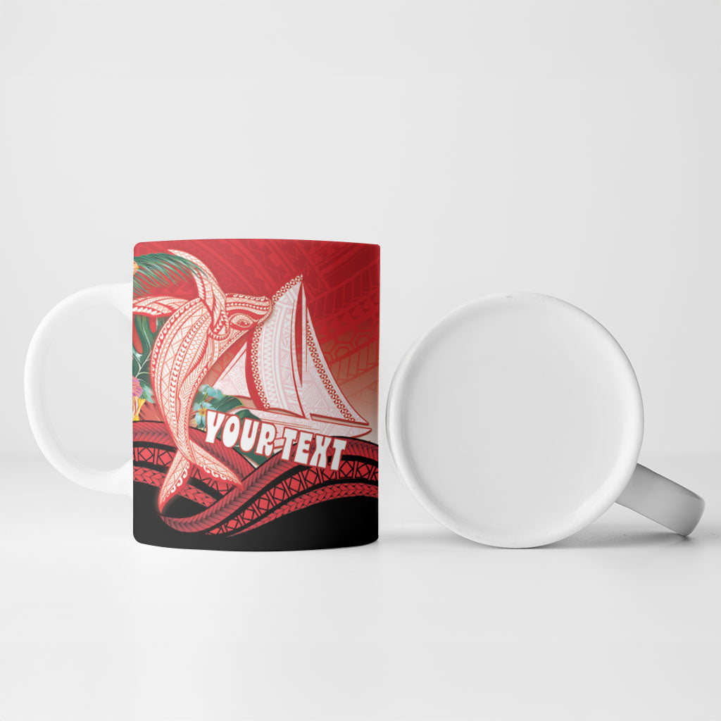 Vavau Sailing Festival Tonga Personalised Ceramic Mug Humpback Whale Sailboat Tropical Vibes