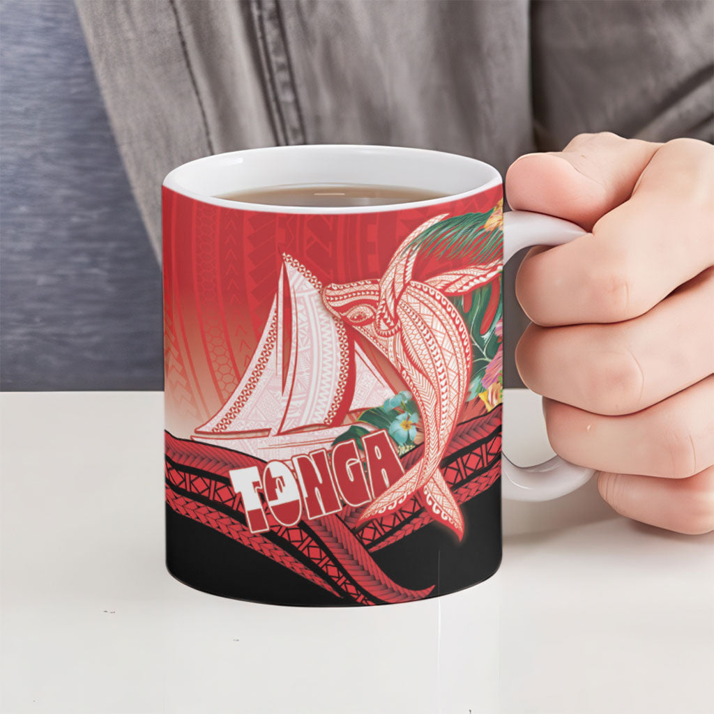 Vavau Sailing Festival Tonga Personalised Ceramic Mug Humpback Whale Sailboat Tropical Vibes