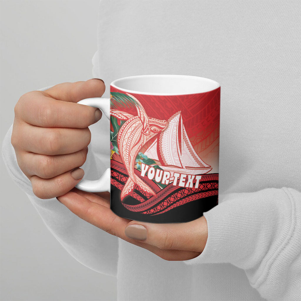 Vavau Sailing Festival Tonga Personalised Ceramic Mug Humpback Whale Sailboat Tropical Vibes