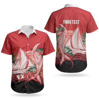 Vavau Sailing Festival Tonga Personalised Couples Matching Puletasi and Hawaiian Shirt Humpback Whale Sailboat Tropical Vibes