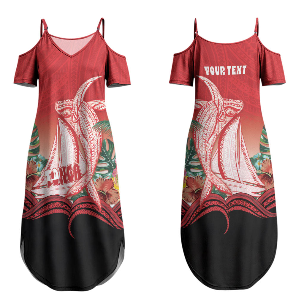 Vavau Sailing Festival Tonga Personalised Couples Matching Summer Maxi Dress and Long Sleeve Button Shirt Humpback Whale Sailboat Tropical Vibes