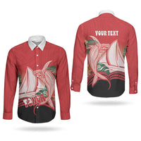 Vavau Sailing Festival Tonga Personalised Couples Matching Tank Maxi Dress and Long Sleeve Button Shirt Humpback Whale Sailboat Tropical Vibes