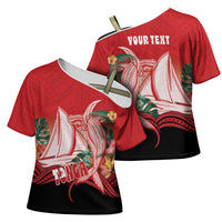 Vavau Sailing Festival Tonga Personalised Cross Shoulder Shirt Humpback Whale Sailboat Tropical Vibes