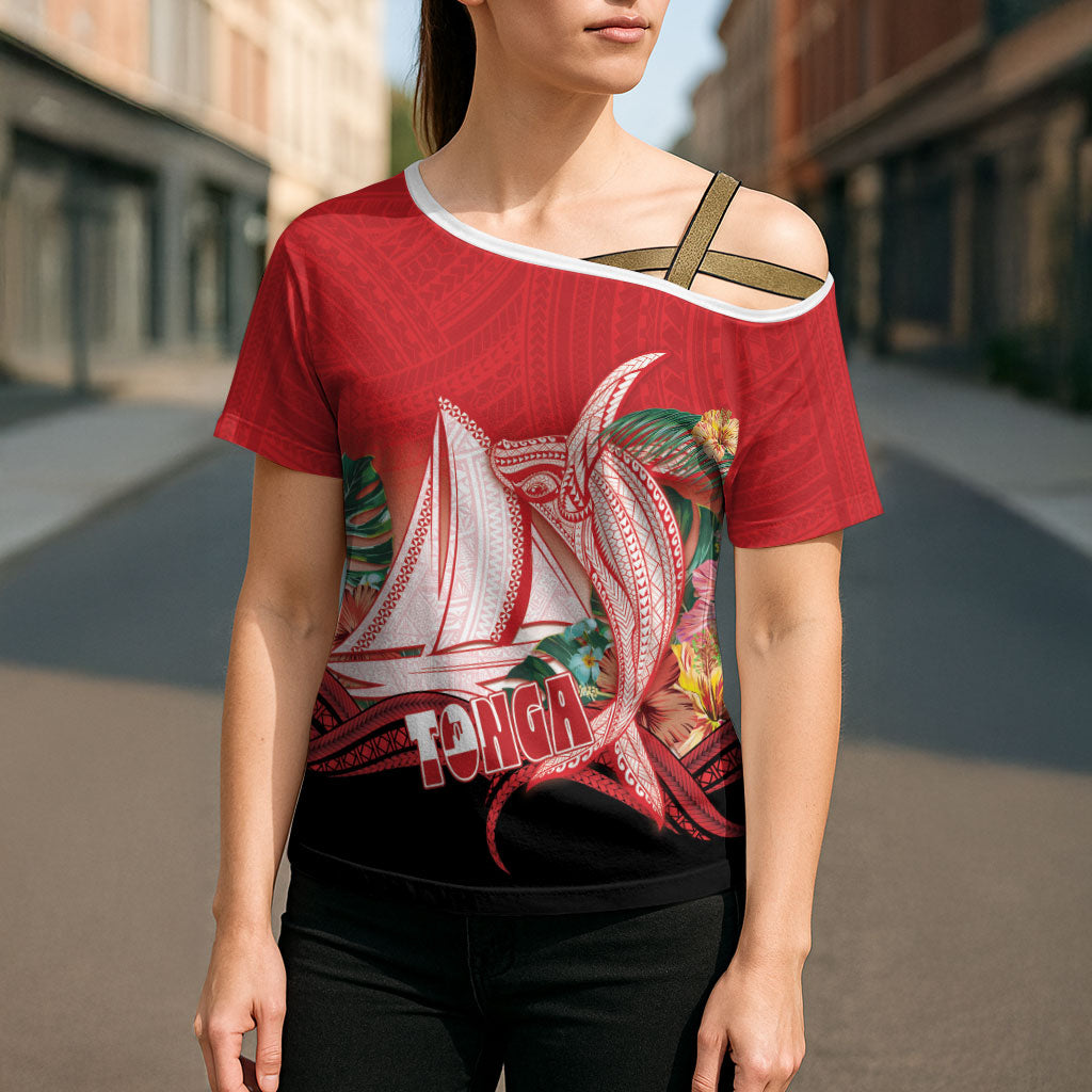 Vavau Sailing Festival Tonga Personalised Cross Shoulder Shirt Humpback Whale Sailboat Tropical Vibes