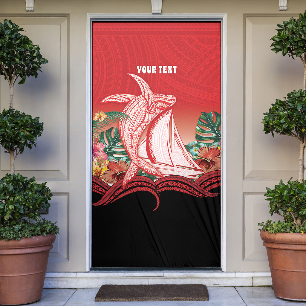Vavau Sailing Festival Tonga Personalised Door Cover Humpback Whale Sailboat Tropical Vibes