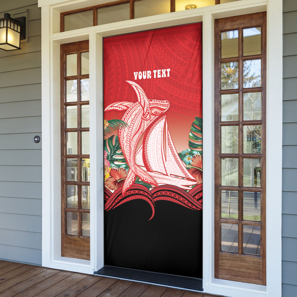 Vavau Sailing Festival Tonga Personalised Door Cover Humpback Whale Sailboat Tropical Vibes