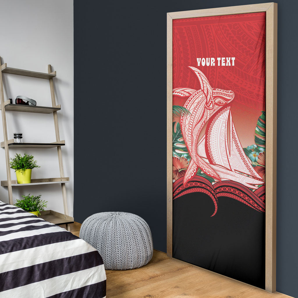 Vavau Sailing Festival Tonga Personalised Door Cover Humpback Whale Sailboat Tropical Vibes