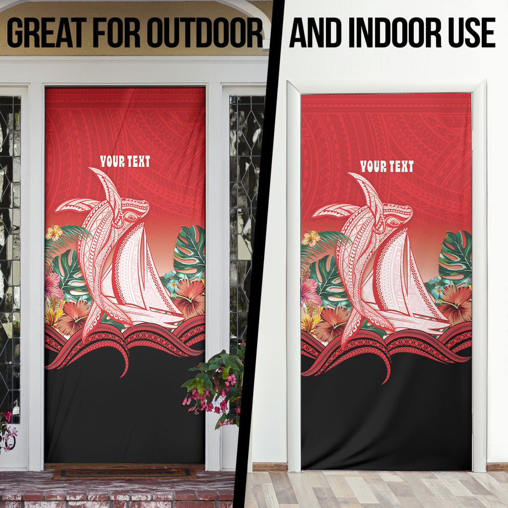 Vavau Sailing Festival Tonga Personalised Door Cover Humpback Whale Sailboat Tropical Vibes