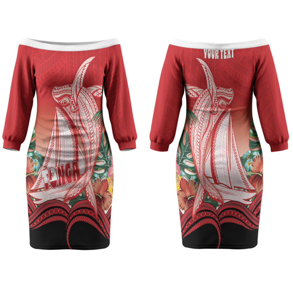 Vavau Sailing Festival Tonga Personalised Family Matching Off The Shoulder Long Sleeve Dress and Hawaiian Shirt Humpback Whale Sailboat Tropical Vibes