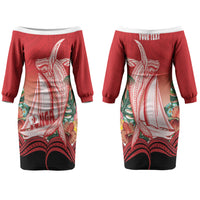 Vavau Sailing Festival Tonga Personalised Family Matching Off The Shoulder Long Sleeve Dress and Hawaiian Shirt Humpback Whale Sailboat Tropical Vibes