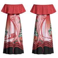Vavau Sailing Festival Tonga Personalised Family Matching Off Shoulder Maxi Dress and Hawaiian Shirt Humpback Whale Sailboat Tropical Vibes