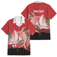Vavau Sailing Festival Tonga Personalised Family Matching Off Shoulder Short Dress and Hawaiian Shirt Humpback Whale Sailboat Tropical Vibes