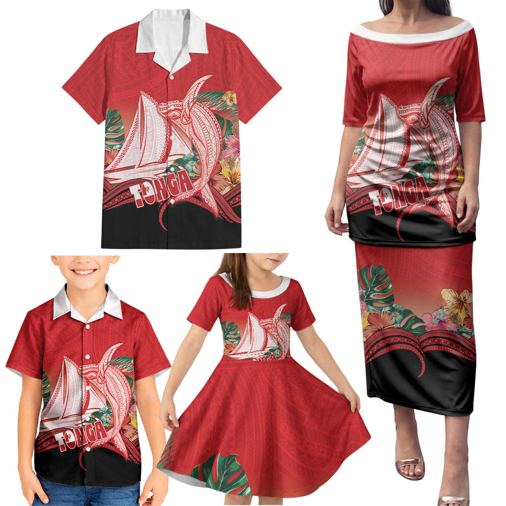 Vavau Sailing Festival Tonga Personalised Family Matching Puletasi and Hawaiian Shirt Humpback Whale Sailboat Tropical Vibes