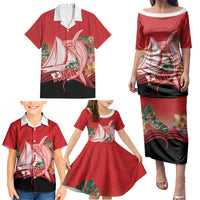 Vavau Sailing Festival Tonga Personalised Family Matching Puletasi and Hawaiian Shirt Humpback Whale Sailboat Tropical Vibes