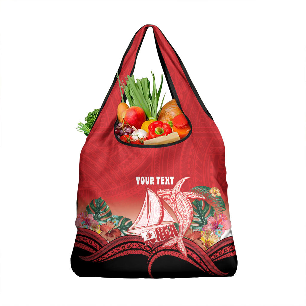 Vavau Sailing Festival Tonga Personalised Grocery Bag Humpback Whale Sailboat Tropical Vibes