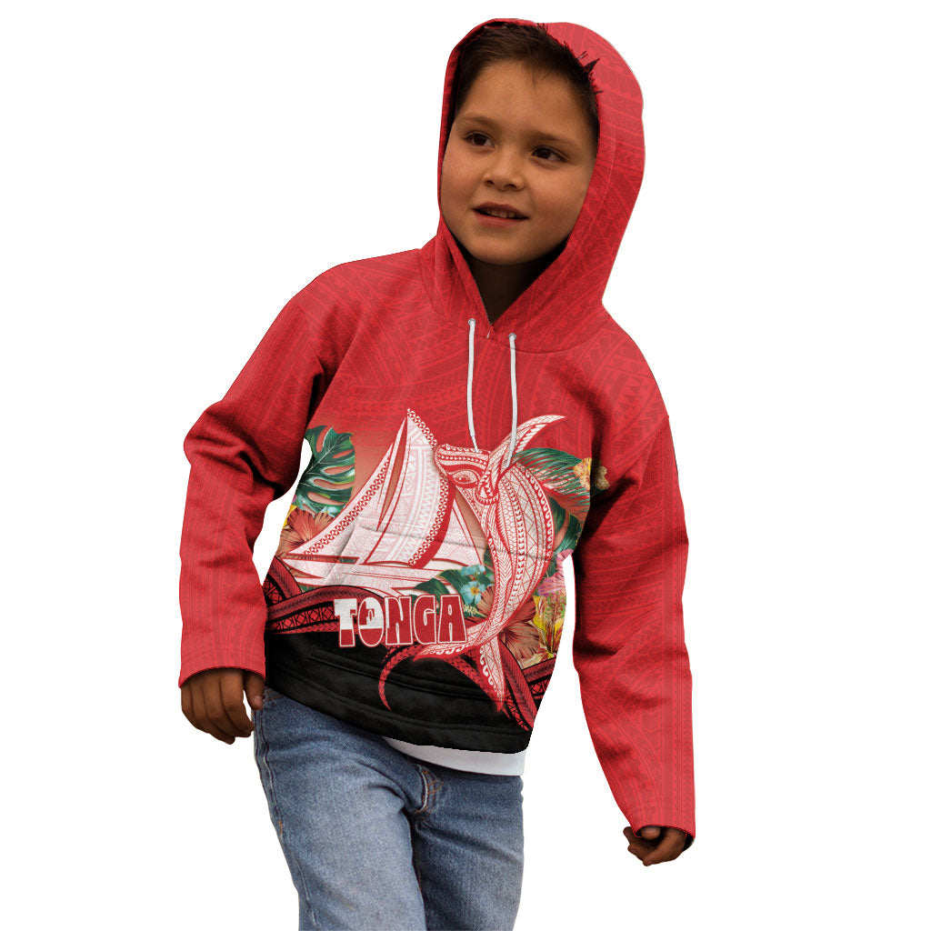 Vavau Sailing Festival Tonga Personalised Kid Hoodie Humpback Whale Sailboat Tropical Vibes