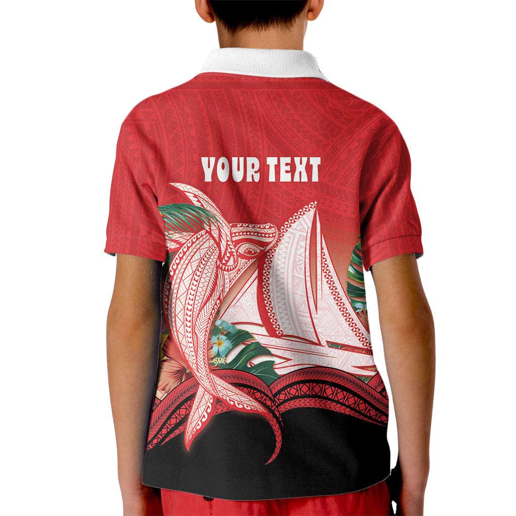 Vavau Sailing Festival Tonga Personalised Kid Polo Shirt Humpback Whale Sailboat Tropical Vibes