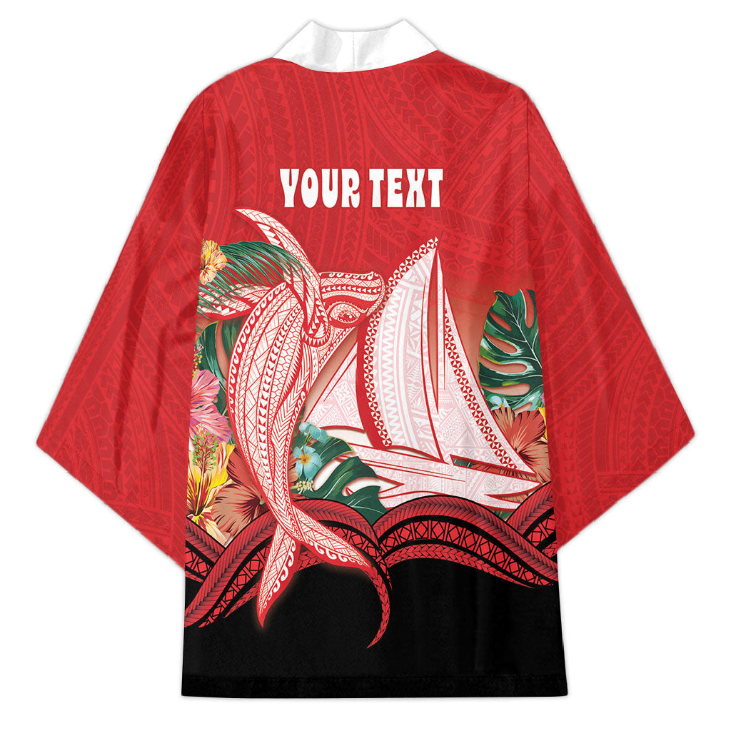 Vavau Sailing Festival Tonga Personalised Kimono Humpback Whale Sailboat Tropical Vibes