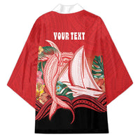 Vavau Sailing Festival Tonga Personalised Kimono Humpback Whale Sailboat Tropical Vibes
