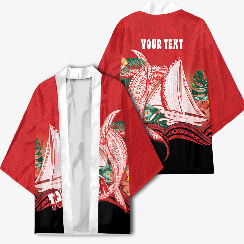 Vavau Sailing Festival Tonga Personalised Kimono Humpback Whale Sailboat Tropical Vibes