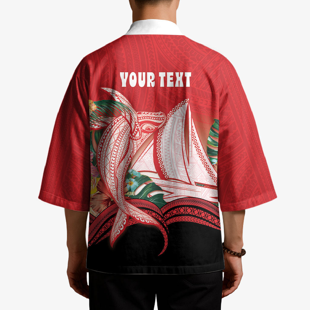 Vavau Sailing Festival Tonga Personalised Kimono Humpback Whale Sailboat Tropical Vibes