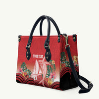 Vavau Sailing Festival Tonga Personalised Leather Bag Humpback Whale Sailboat Tropical Vibes