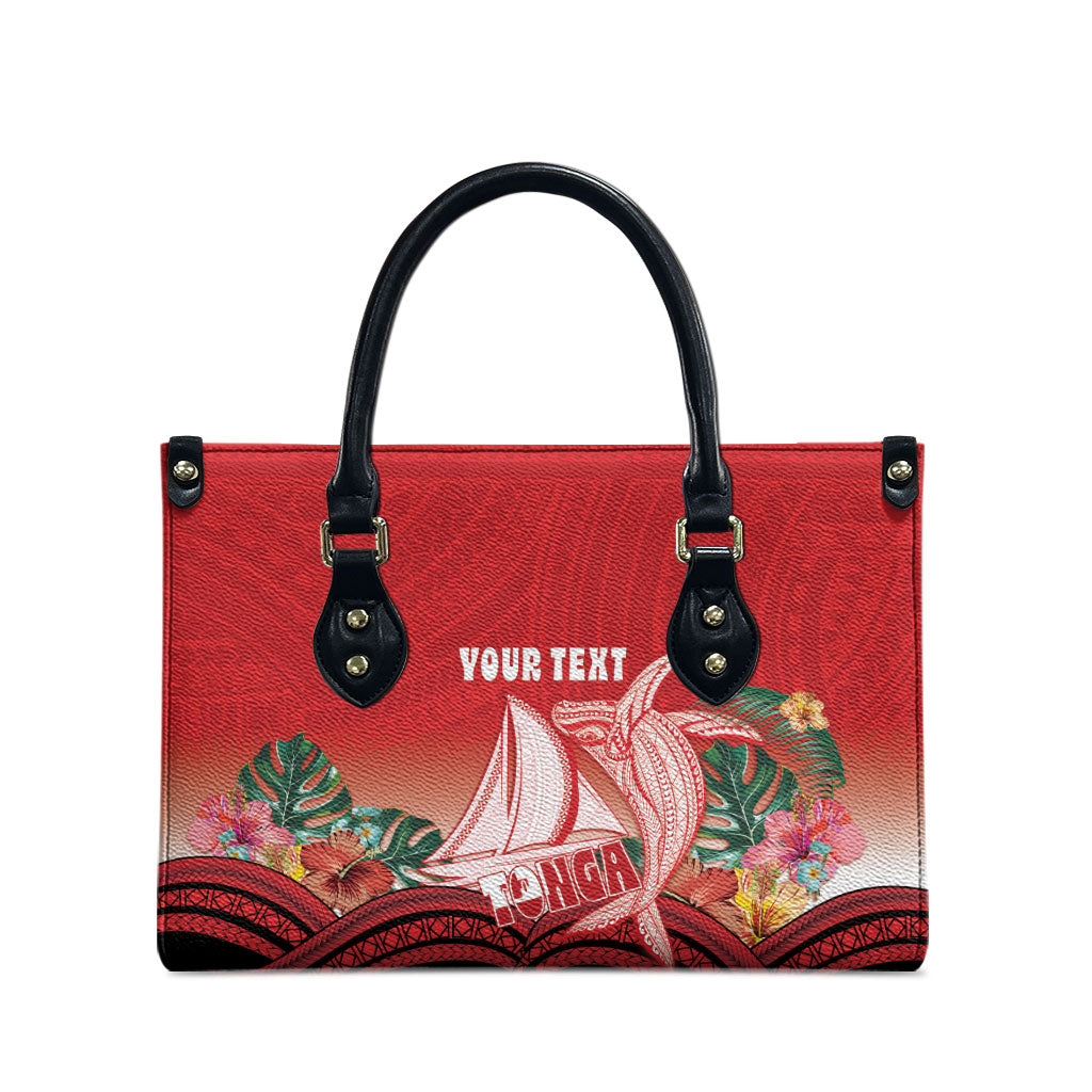 Vavau Sailing Festival Tonga Personalised Leather Bag Humpback Whale Sailboat Tropical Vibes