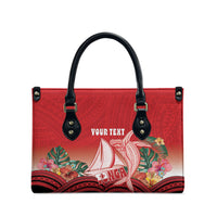 Vavau Sailing Festival Tonga Personalised Leather Bag Humpback Whale Sailboat Tropical Vibes
