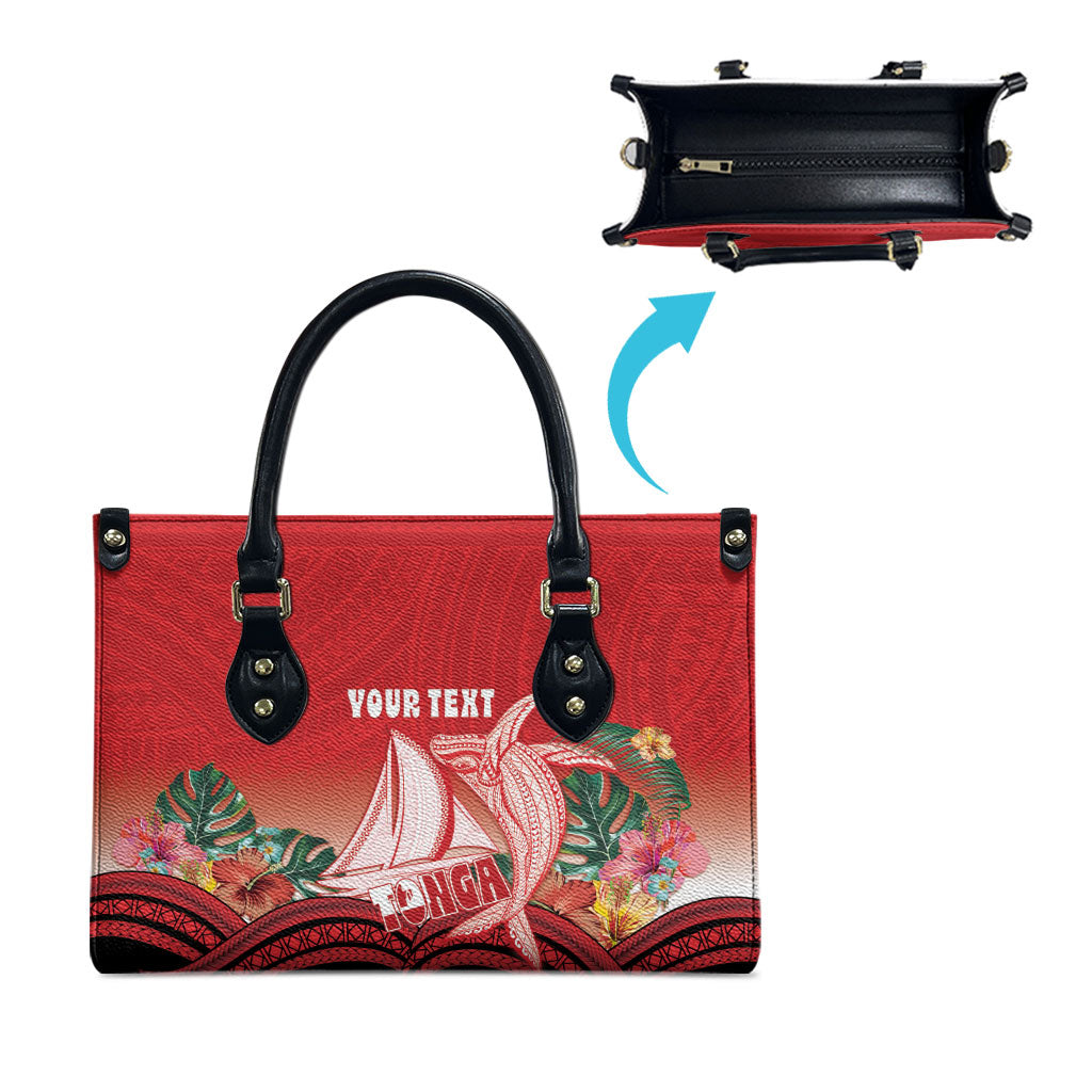 Vavau Sailing Festival Tonga Personalised Leather Bag Humpback Whale Sailboat Tropical Vibes
