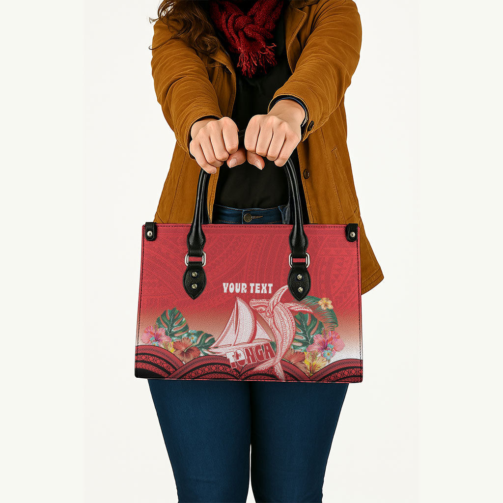 Vavau Sailing Festival Tonga Personalised Leather Bag Humpback Whale Sailboat Tropical Vibes