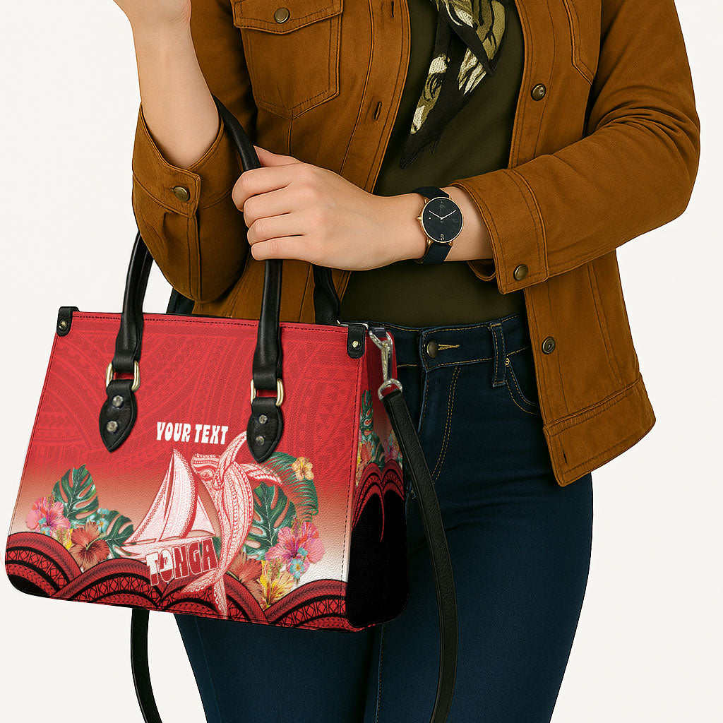Vavau Sailing Festival Tonga Personalised Leather Bag Humpback Whale Sailboat Tropical Vibes