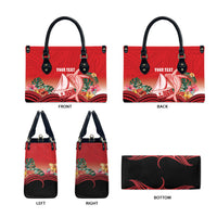 Vavau Sailing Festival Tonga Personalised Leather Bag Humpback Whale Sailboat Tropical Vibes