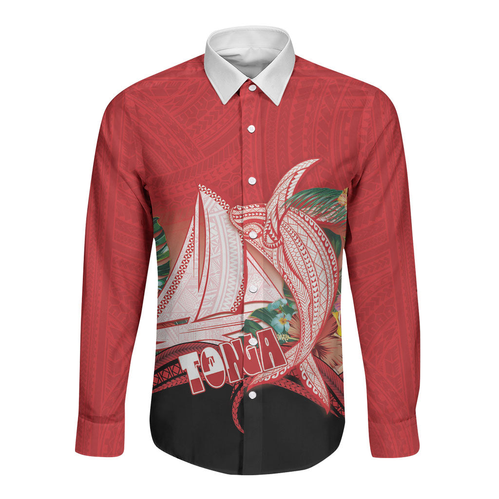 Vavau Sailing Festival Tonga Personalised Long Sleeve Button Shirt Humpback Whale Sailboat Tropical Vibes