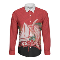 Vavau Sailing Festival Tonga Personalised Long Sleeve Button Shirt Humpback Whale Sailboat Tropical Vibes