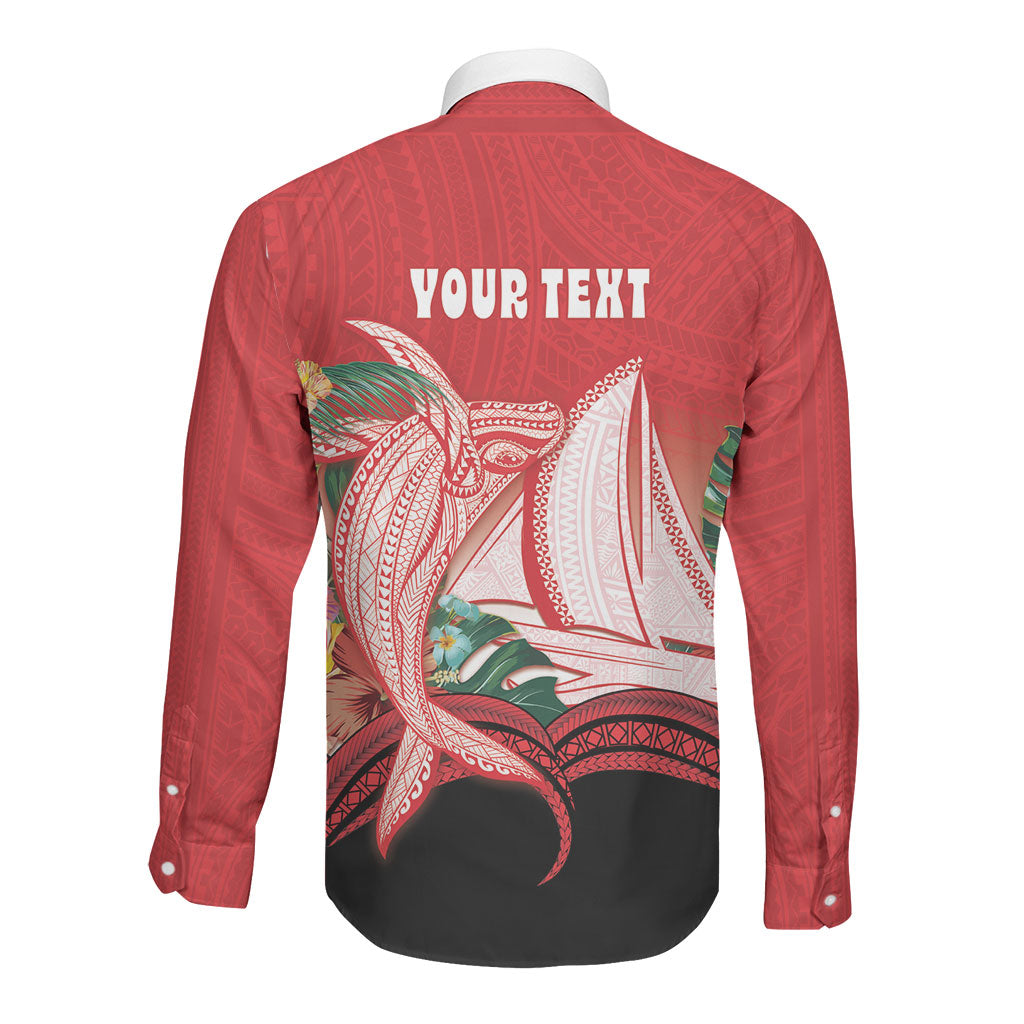 Vavau Sailing Festival Tonga Personalised Long Sleeve Button Shirt Humpback Whale Sailboat Tropical Vibes