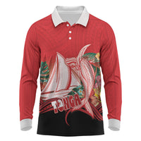 Vavau Sailing Festival Tonga Personalised Long Sleeve Polo Shirt Humpback Whale Sailboat Tropical Vibes