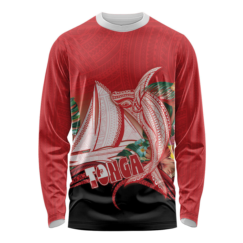Vavau Sailing Festival Tonga Personalised Long Sleeve Shirt Humpback Whale Sailboat Tropical Vibes