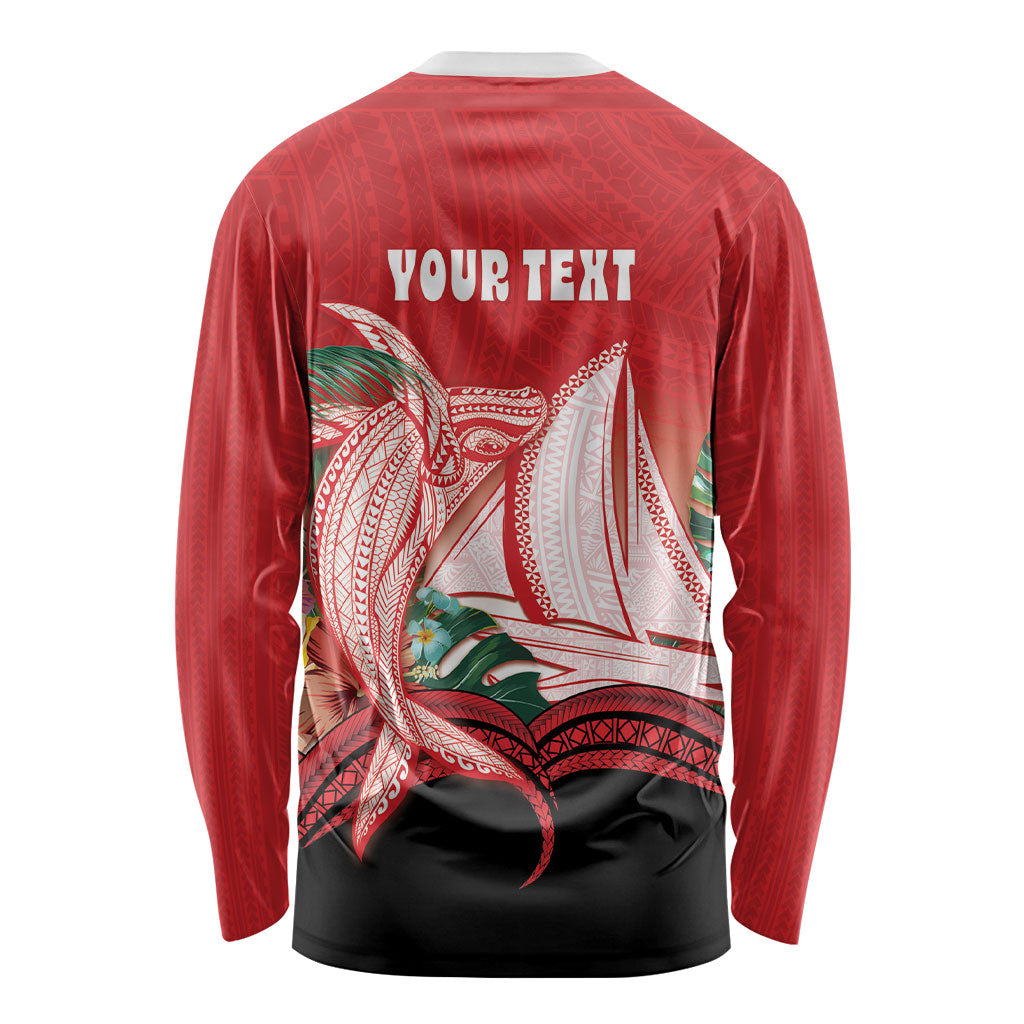 Vavau Sailing Festival Tonga Personalised Long Sleeve Shirt Humpback Whale Sailboat Tropical Vibes