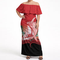 Vavau Sailing Festival Tonga Personalised Off Shoulder Maxi Dress Humpback Whale Sailboat Tropical Vibes
