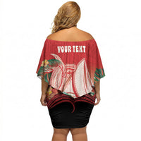 Vavau Sailing Festival Tonga Personalised Off Shoulder Short Dress Humpback Whale Sailboat Tropical Vibes