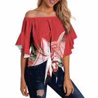 Vavau Sailing Festival Tonga Personalised Off Shoulder Wrap Waist Top Humpback Whale Sailboat Tropical Vibes