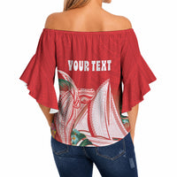 Vavau Sailing Festival Tonga Personalised Off Shoulder Wrap Waist Top Humpback Whale Sailboat Tropical Vibes