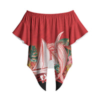 Vavau Sailing Festival Tonga Personalised Off Shoulder Wrap Waist Top Humpback Whale Sailboat Tropical Vibes