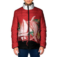 Vavau Sailing Festival Tonga Personalised Padded Jacket Humpback Whale Sailboat Tropical Vibes