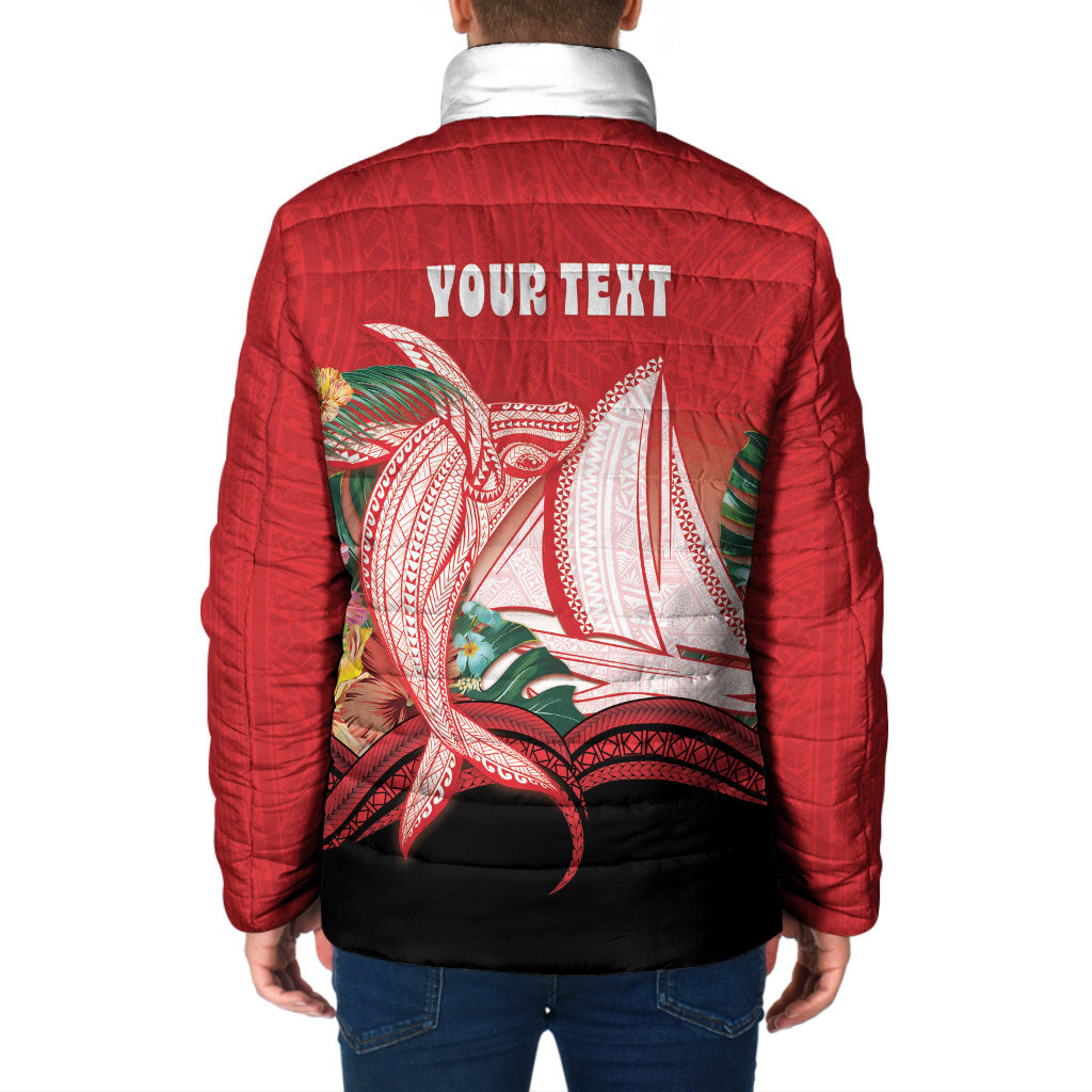 Vavau Sailing Festival Tonga Personalised Padded Jacket Humpback Whale Sailboat Tropical Vibes
