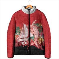 Vavau Sailing Festival Tonga Personalised Padded Jacket Humpback Whale Sailboat Tropical Vibes